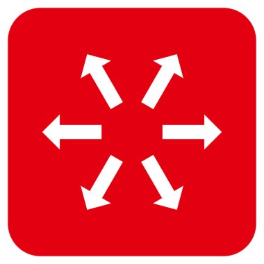 Radyal oklar düz kare vektör simgesi