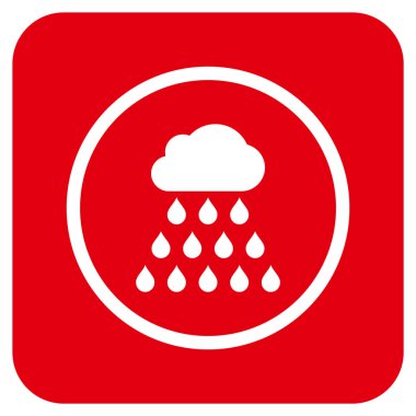 Yağmur bulutu düz kare vektör simgesi