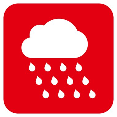 Yağmur bulutu düz kare vektör simgesi