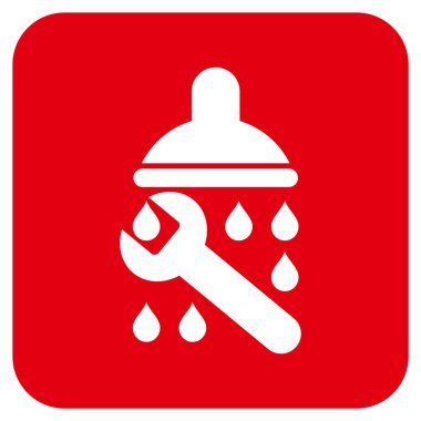 Duş sıhhi tesisat düz kare vektör simgesi