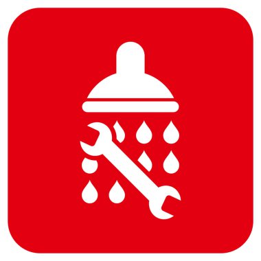 Duş sıhhi tesisat düz kare vektör simgesi