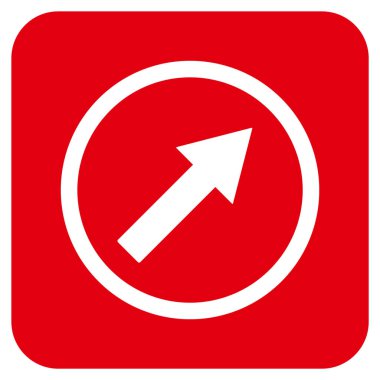 Yukarı sağ yuvarlak ok düz kare vektör simgesi