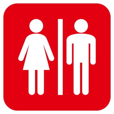 WC kişi düz kare vektör simgesi