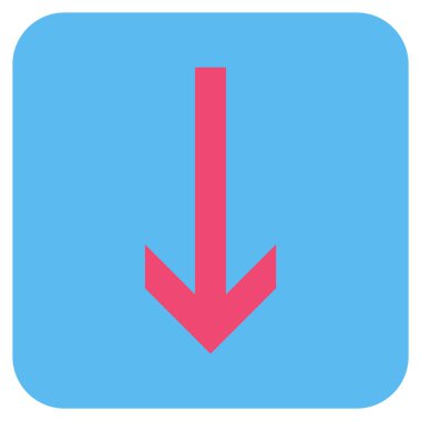 Düz aşağı ok vektör simgesi kare