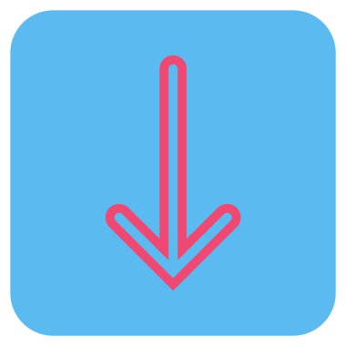 Düz aşağı ok vektör simgesi kare