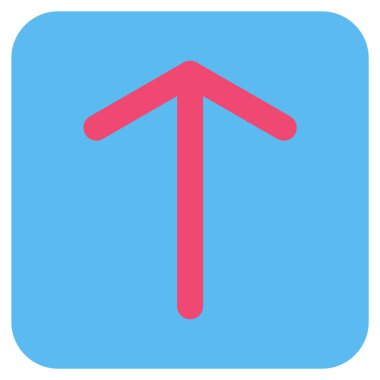 Düz yukarı ok vektör simgesi kare