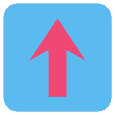 Düz yukarı ok vektör simgesi kare