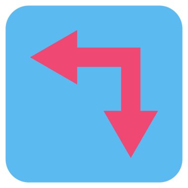 Bifurkasyon ok sol düz vektör simgesi kare.