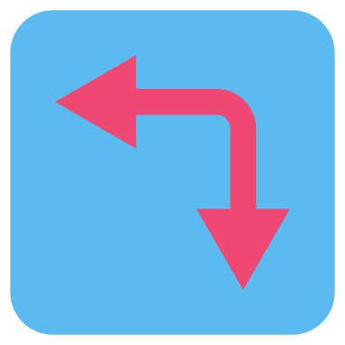 Bifurkasyon ok sol düz vektör simgesi kare.