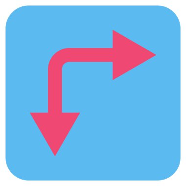 Vektör simge çatallanma ok sağ aşağı düz kare