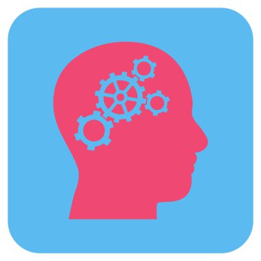 Beyin vites düz kare vektör simgesi