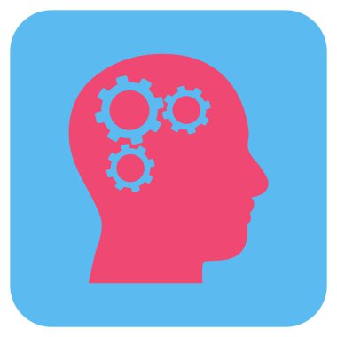 Beyin vites düz kare vektör simgesi