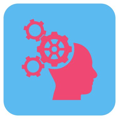 Beyin mekanik düz kare vektör simgesi