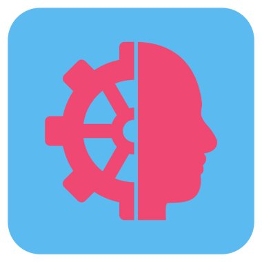 Cyborg vites düz kare vektör simgesi