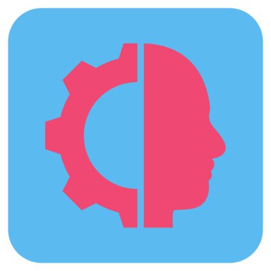 Cyborg vites düz kare vektör simgesi