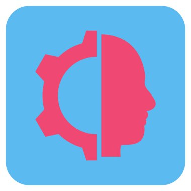 Cyborg vites düz kare vektör simgesi