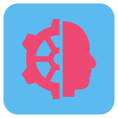 Cyborg vites düz kare vektör simgesi