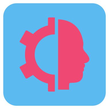 Cyborg vites düz kare vektör simgesi