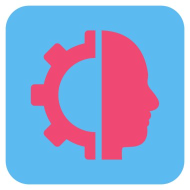 Cyborg vites düz kare vektör simgesi