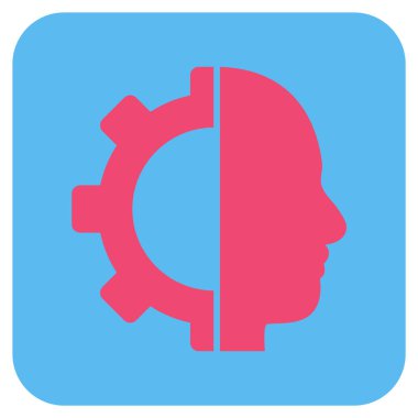 Cyborg vites düz kare vektör simgesi