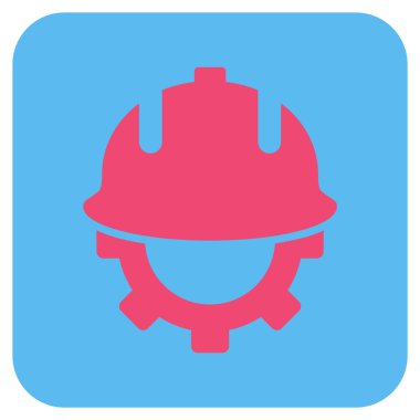 Geliştirme kask düz kare vektör simgesi