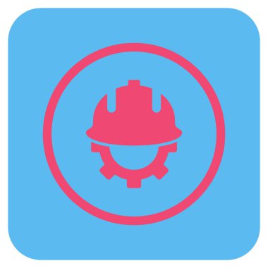 Geliştirme kask düz kare vektör simgesi