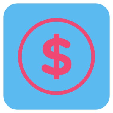 Doları düz kare vektör simgesi