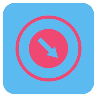 Aşağı doğru yuvarlak ok düz kare vektör simgesi