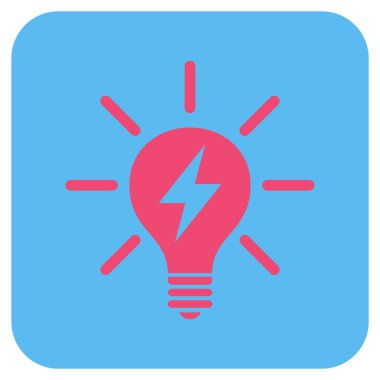 Elektrik ışık ampul düz kare vektör simgesi