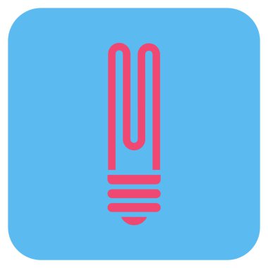 Floresan ampul düz kare vektör simgesi