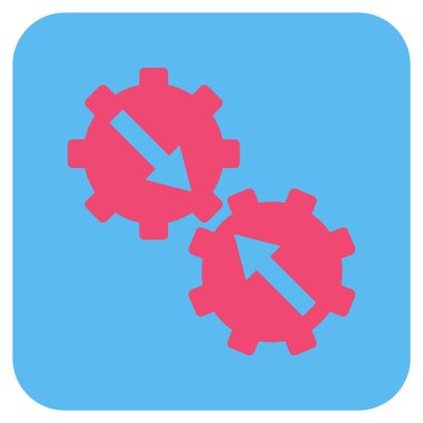 Dişli Tümleştirme düz kare vektör simgesi