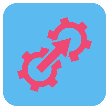 Dişli Tümleştirme düz kare vektör simgesi