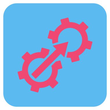 Dişli Tümleştirme düz kare vektör simgesi