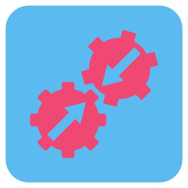 Dişli Tümleştirme düz kare vektör simgesi