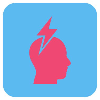 Baş ağrısı düz kare vektör simgesi