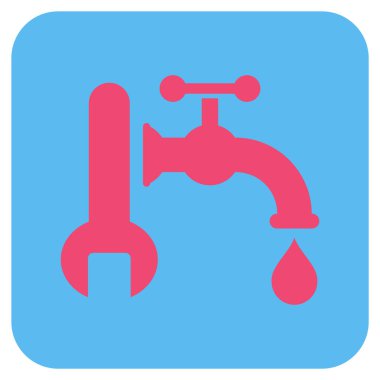 Sıhhi tesisat düz kare vektör simgesi