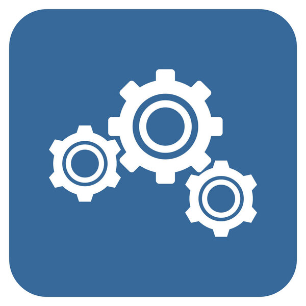 Gears Flat Squared Vector Icon