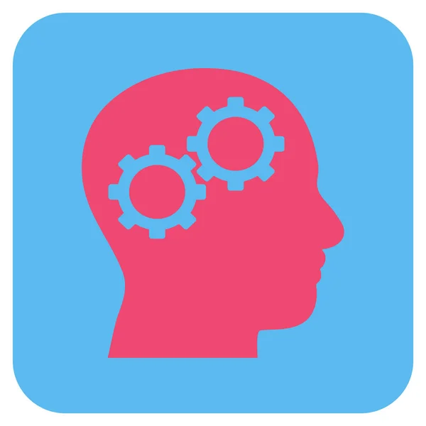 Brain Gears Flat Squared Vector Icon — Stock Vector