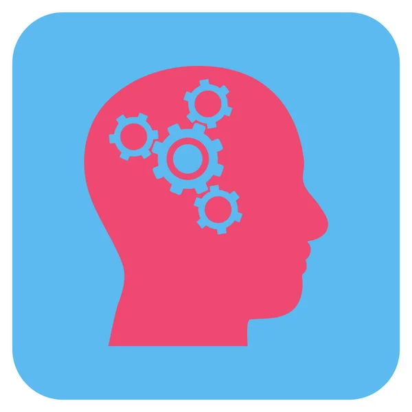 Brain Mechanics Flat Squared Vector Icon — Stock Vector