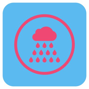 Yağmur bulutu düz kare vektör simgesi