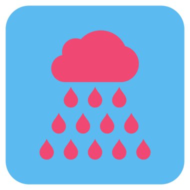 Yağmur bulutu düz kare vektör simgesi