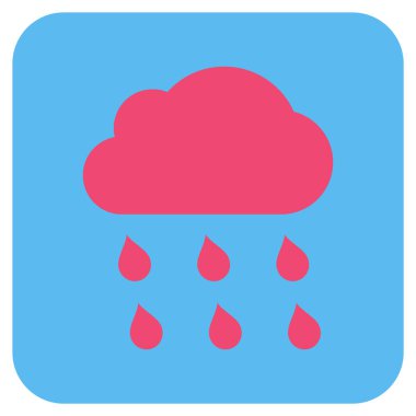 Yağmur bulutu düz kare vektör simgesi