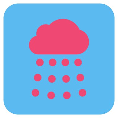 Yağmur bulutu düz kare vektör simgesi