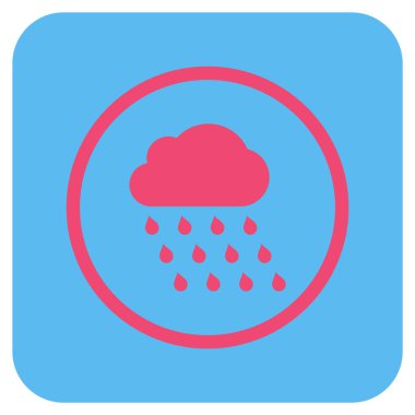 Yağmur bulutu düz kare vektör simgesi