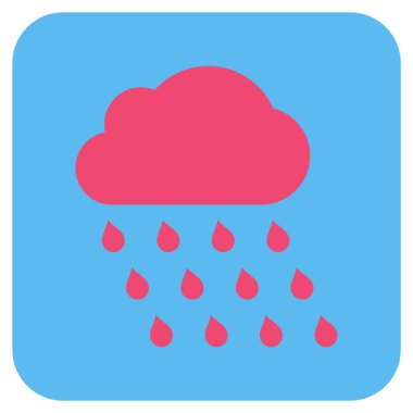 Yağmur bulutu düz kare vektör simgesi