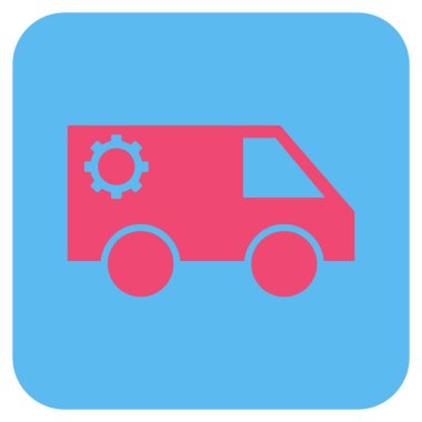 Hizmet araba düz kare vektör simgesi