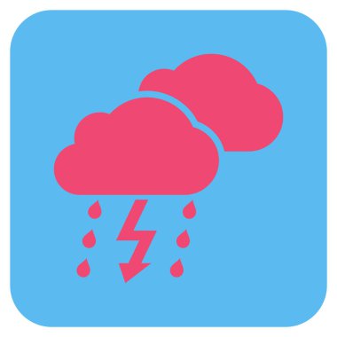 Fırtına bulutları düz kare vektör simgesi