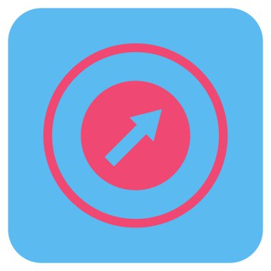 Yukarı sağ yuvarlak ok düz kare vektör simgesi