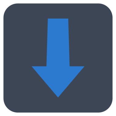 Düz aşağı ok vektör simgesi kare