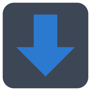 Düz aşağı ok vektör simgesi kare